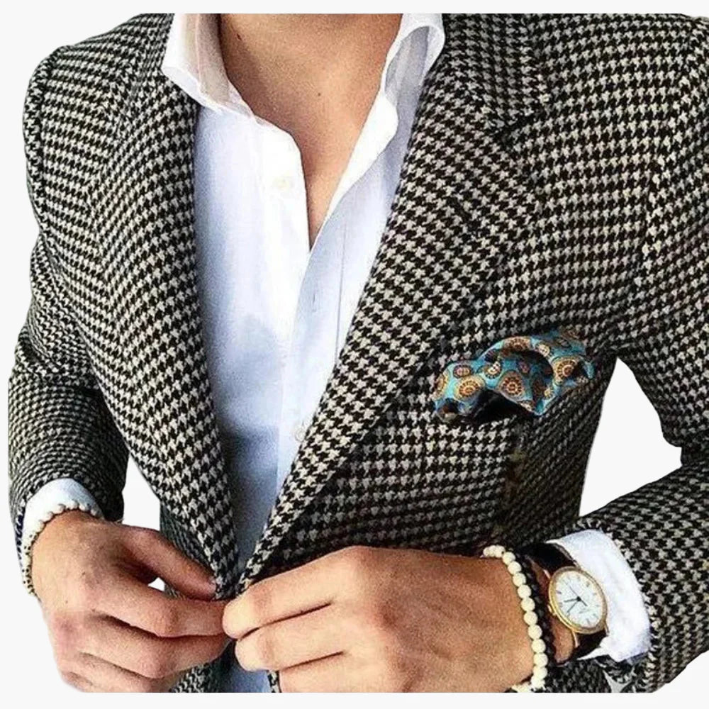 Herren Hahnentritt Sakko – Eleganter Business & Freizeit Blazer im klassischen Stil