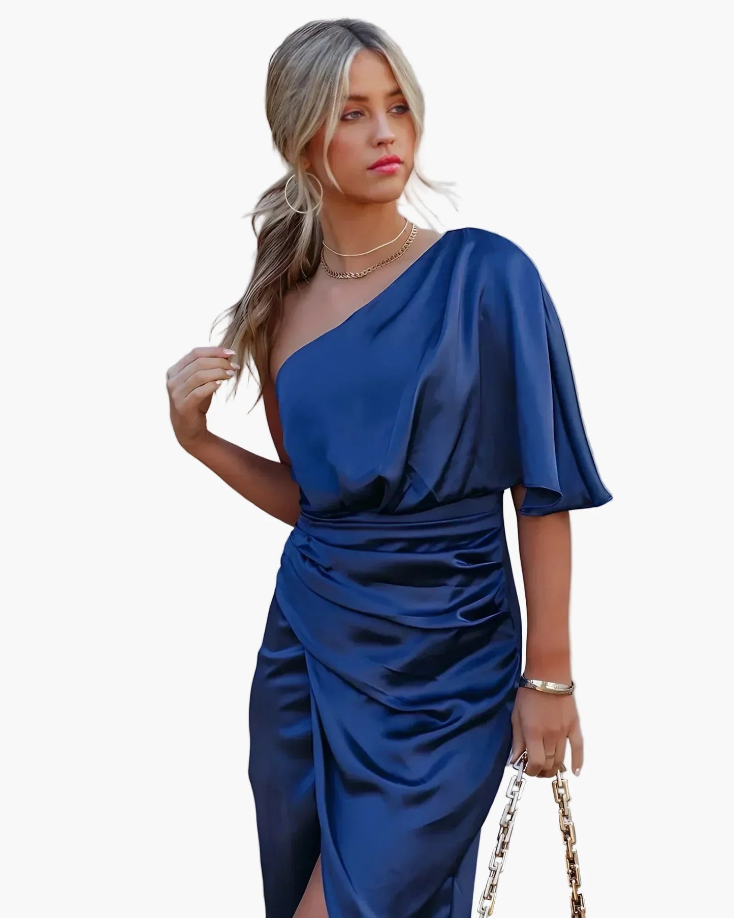 Damen Asymmetrisches Midi-Kleid für Abend & Party – Elegante One-Shoulder Silhouette
