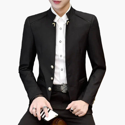 Herren Modernes Stehkragen Sakko – Eleganter Freizeit- und Party-Blazer im Slim Fit Stil