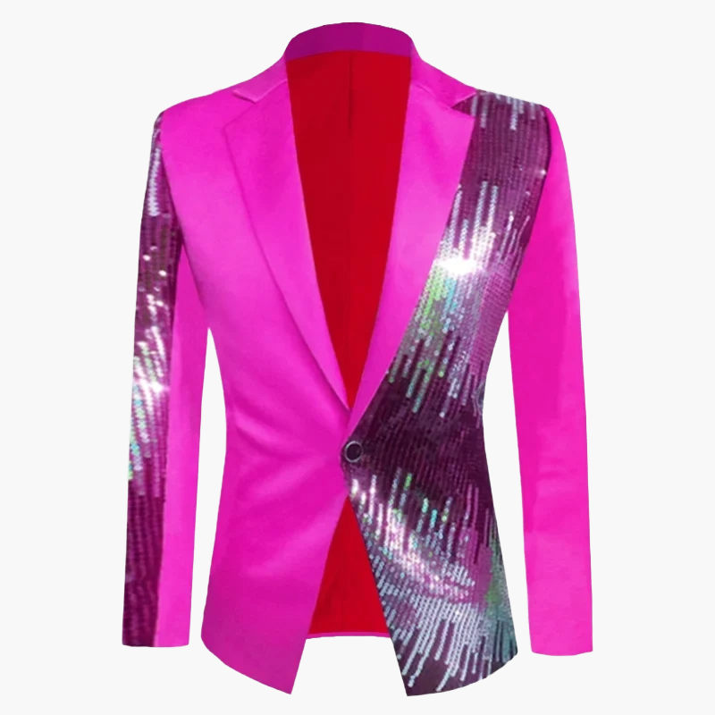 Herren Sakko Modern Glanz Partyjacke Einreiher Slim Fit Blazer für Events und Bühne