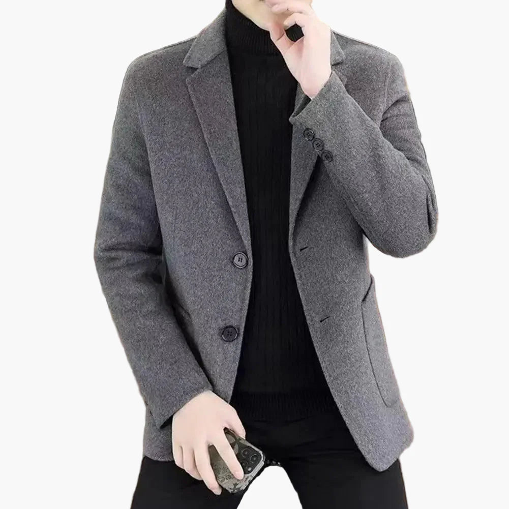 Herren Klassischer Veganer Wollmantel – Eleganter Business & Freizeit Blazer
