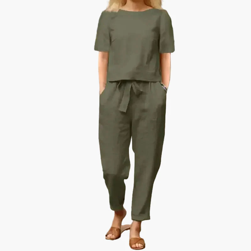 Damen 2-teiliges Sommer-Set mit lockerem Oberteil und Hose – Modischer Freizeitanzug für Alltag & Urlaub