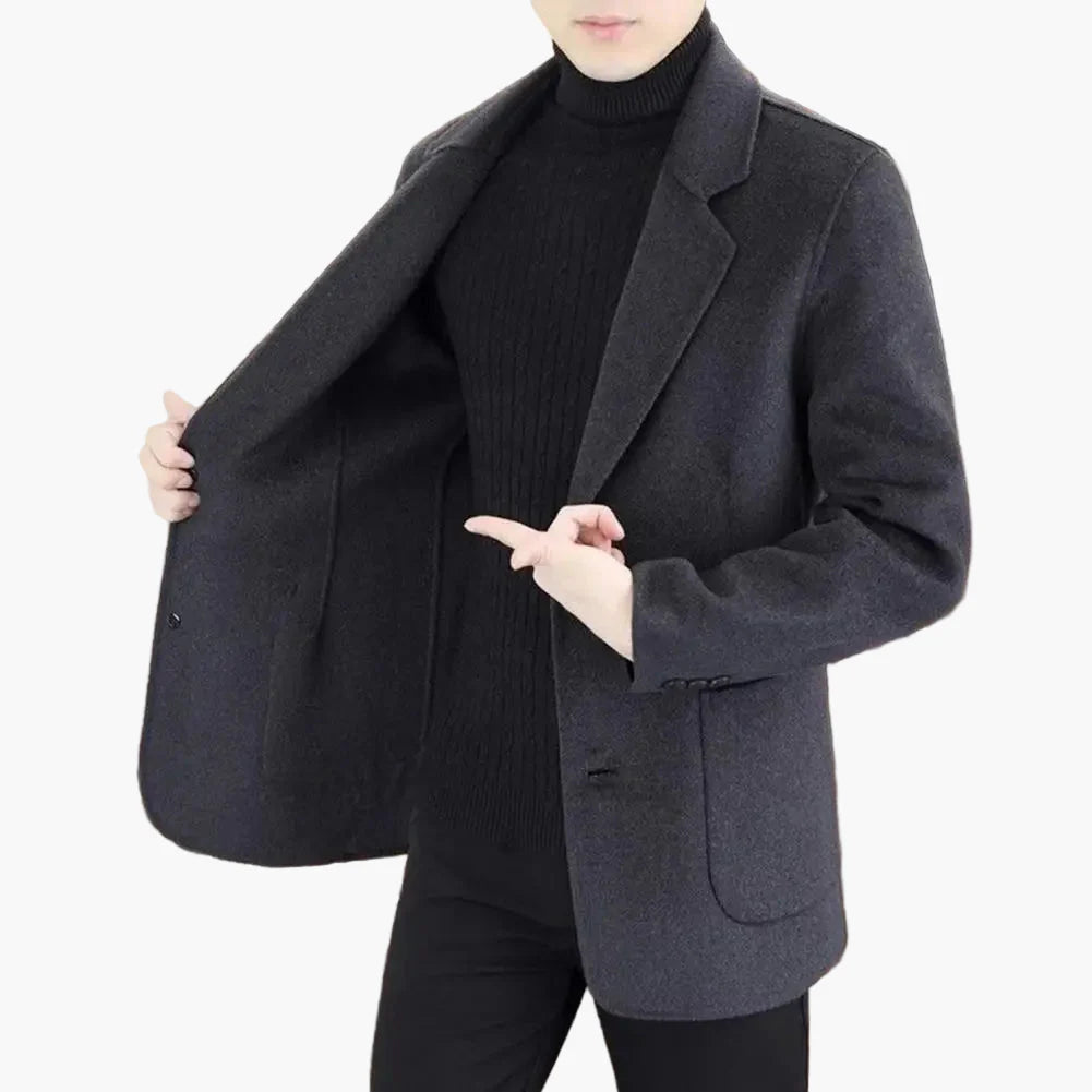 Herren Klassischer Veganer Wollmantel – Eleganter Business & Freizeit Blazer