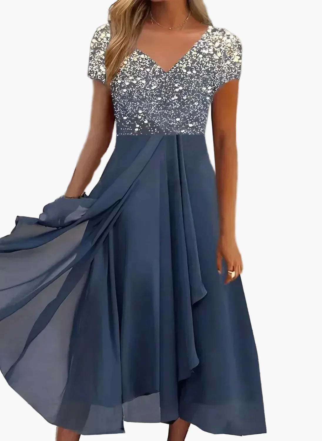 Damen Abendkleid Elegant mit Blumendetail – Modernes Partykleid für festliche Anlässe