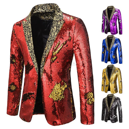 Herren Pailletten Sakko – Eleganter Party- und Bühnen-Blazer im auffälligen Design
