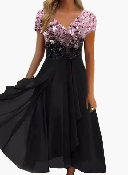 Damen Abendkleid Elegant mit Blumendetail – Modernes Partykleid für festliche Anlässe