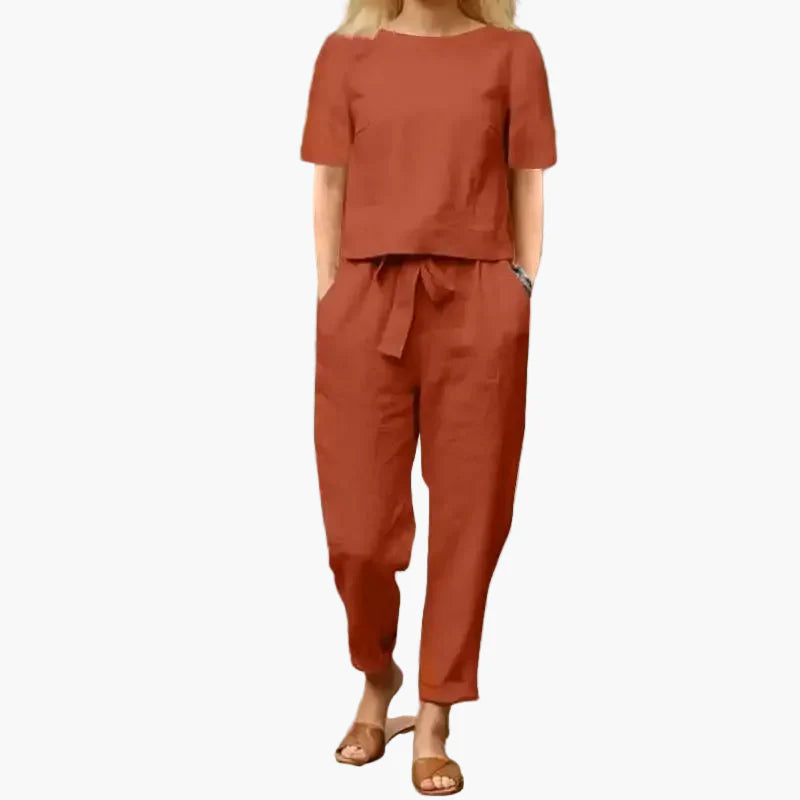 Damen 2-teiliges Sommer-Set mit lockerem Oberteil und Hose – Modischer Freizeitanzug für Alltag & Urlaub