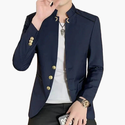 Herren Modernes Stehkragen Sakko – Eleganter Freizeit- und Party-Blazer im Slim Fit Stil