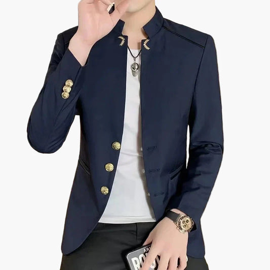 Herren Modernes Stehkragen Sakko – Eleganter Freizeit- und Party-Blazer im Slim Fit Stil