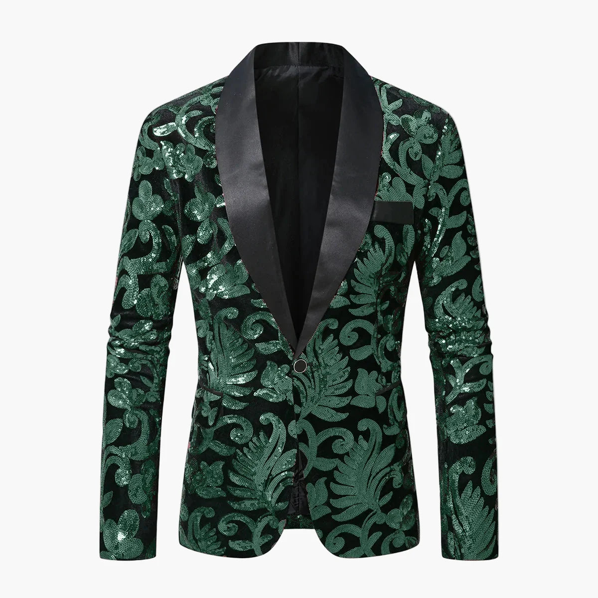 Herren Smoking Sakko – Elegantes Party-Jackett mit Glanz und floralen Ornamenten – Perfekt für festliche Anlässe, Bühne oder Gala