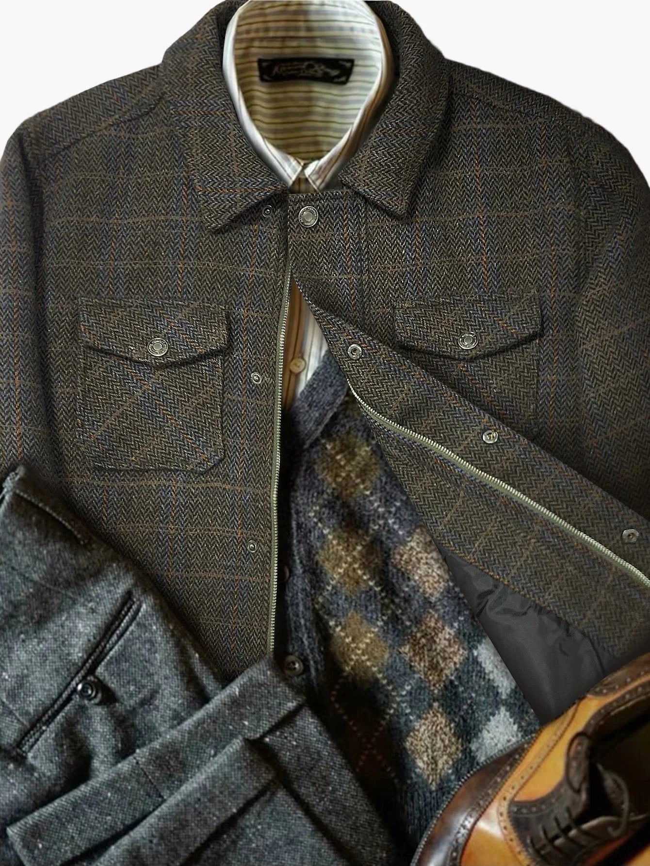 Herren Veganer Wolljacke im Vintage-Stil für Freizeit und Alltag