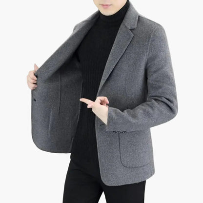 Herren Klassischer Veganer Wollmantel – Eleganter Business & Freizeit Blazer