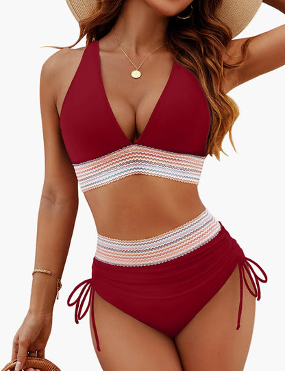 Damen Bikini-Set mit High-Waist und Shaping-Effekt – Modischer Badeanzug für Strand & Pool