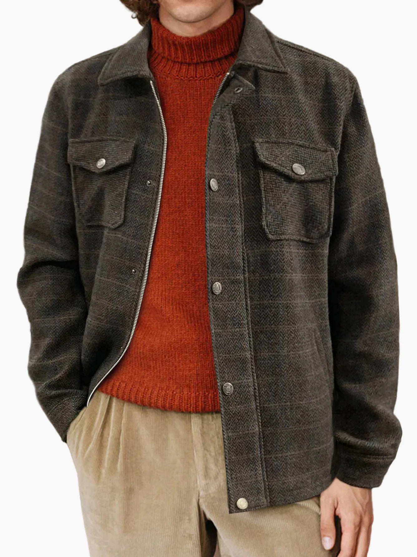 Herren Veganer Wolljacke im Vintage-Stil für Freizeit und Alltag