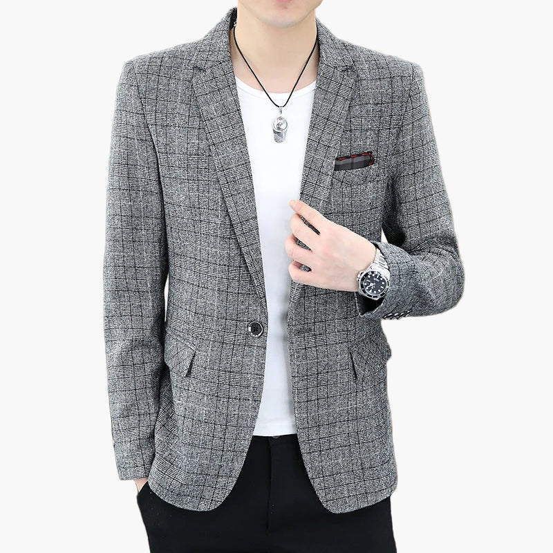 Herren Slim Fit Business Sakko – Modernes Kariertes Blazerjackett für Büro & Freizeit