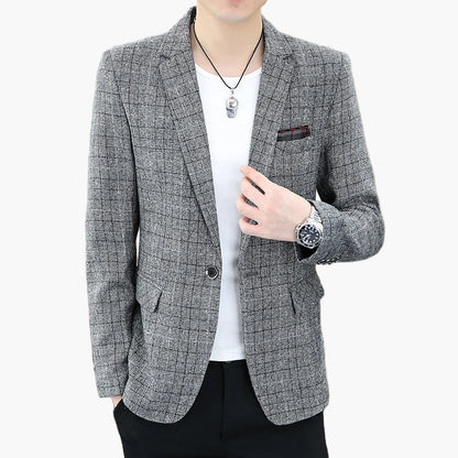 Herren Slim Fit Business Sakko – Modernes Kariertes Blazerjackett für Büro & Freizeit
