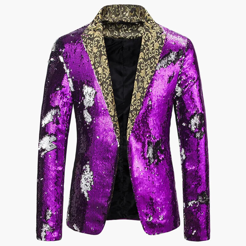 Herren Pailletten Sakko – Eleganter Party- und Bühnen-Blazer im auffälligen Design
