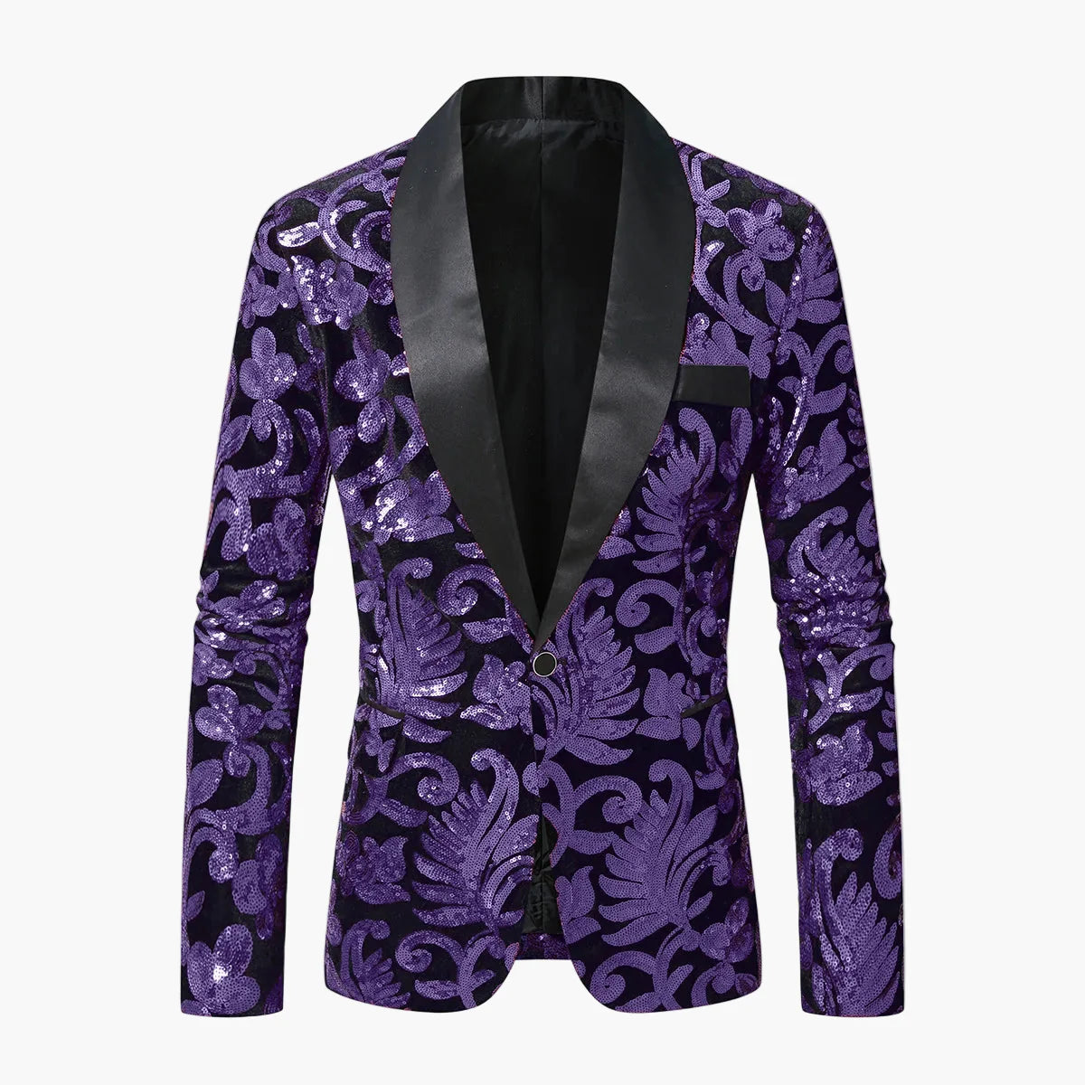 Herren Smoking Sakko – Elegantes Party-Jackett mit Glanz und floralen Ornamenten – Perfekt für festliche Anlässe, Bühne oder Gala