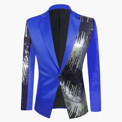 Herren Sakko Modern Glanz Partyjacke Einreiher Slim Fit Blazer für Events und Bühne