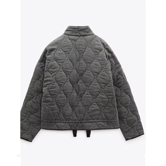 Damen Steppjacke Oversize Winter 2024 – Modische Übergangsjacke mit Taschen und Reißverschluss