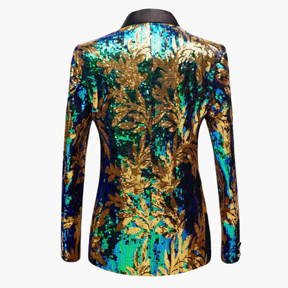 Herren Smoking-Sakko mit Pailletten und Blattmuster – Eleganter Party- & Event-Blazer