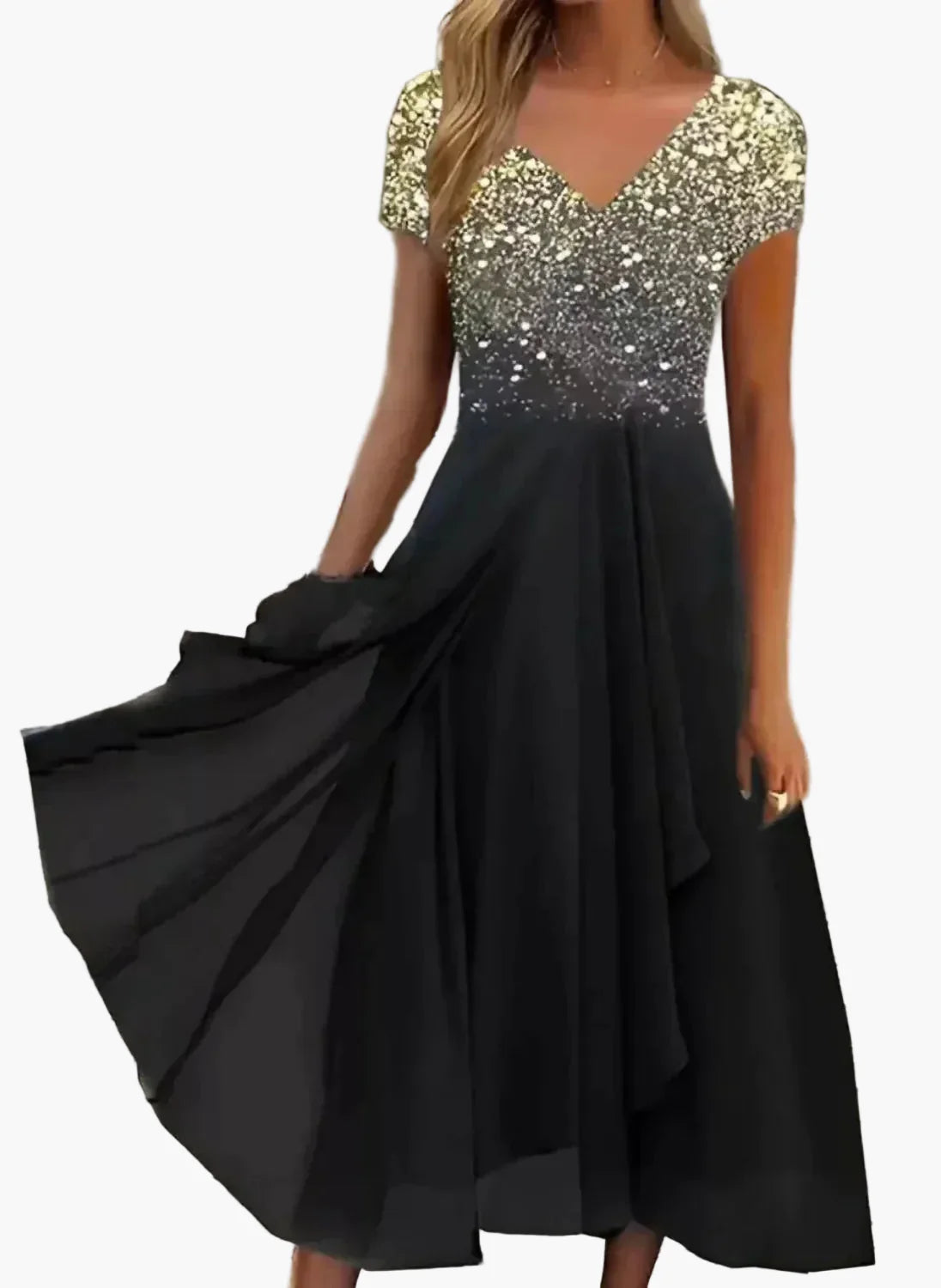 Damen Abendkleid Elegant mit Blumendetail – Modernes Partykleid für festliche Anlässe