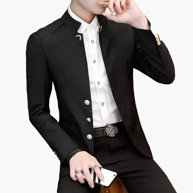 Herren Modernes Stehkragen Sakko – Eleganter Freizeit- und Party-Blazer im Slim Fit Stil