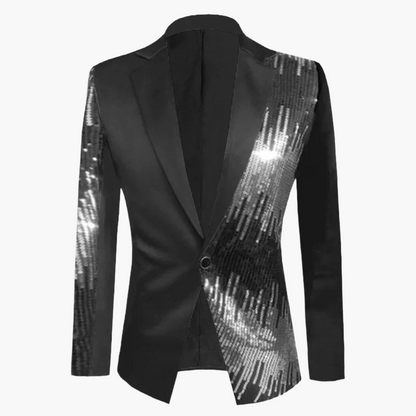Herren Sakko Modern Glanz Partyjacke Einreiher Slim Fit Blazer für Events und Bühne