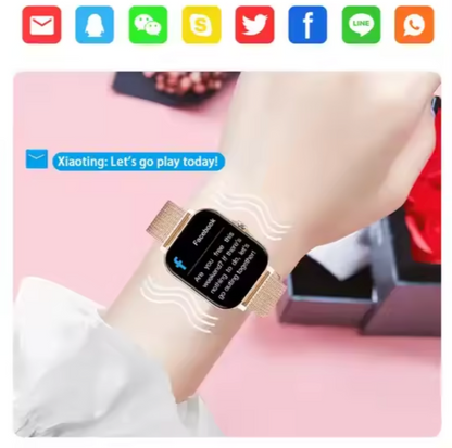 Damen Smartwatch im modernen Design – Fitness Tracker mit Herzfrequenz, Schlafüberwachung & Social Media Benachrichtigungen