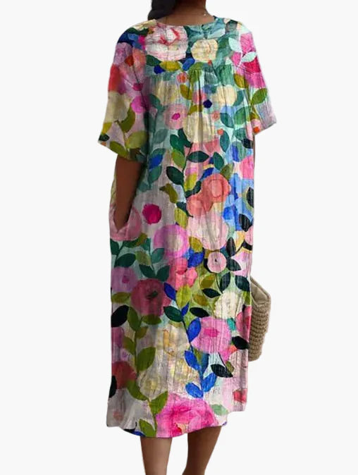 Damen Sommerkleid Boho Stil – Luftiges Freizeitkleid mit Blumenmuster, ideal für Urlaub & Alltag