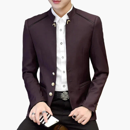 Herren Modernes Stehkragen Sakko – Eleganter Freizeit- und Party-Blazer im Slim Fit Stil
