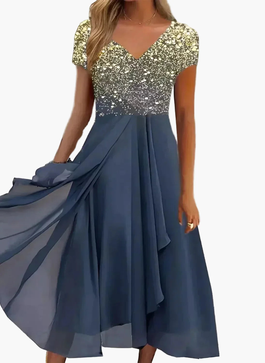Damen Abendkleid Elegant mit Blumendetail – Modernes Partykleid für festliche Anlässe