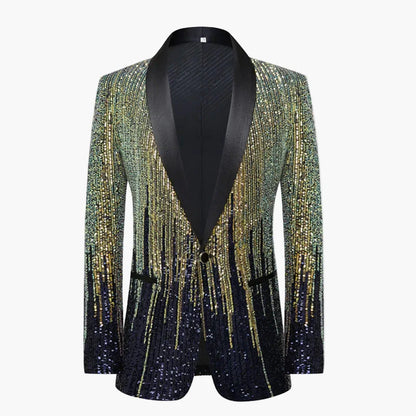 Herren Smoking Sakko – Glitzer Partyjacke mit Schalkragen, Elegante Bühnenmode