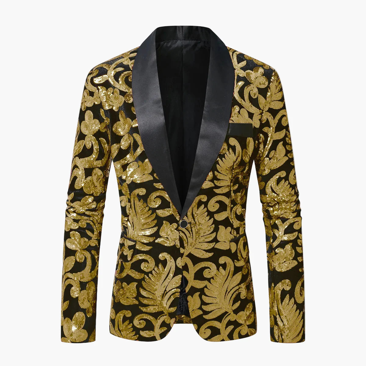 Herren Smoking Sakko – Elegantes Party-Jackett mit Glanz und floralen Ornamenten – Perfekt für festliche Anlässe, Bühne oder Gala