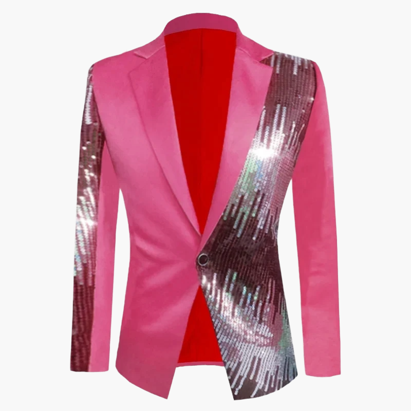 Herren Sakko Modern Glanz Partyjacke Einreiher Slim Fit Blazer für Events und Bühne