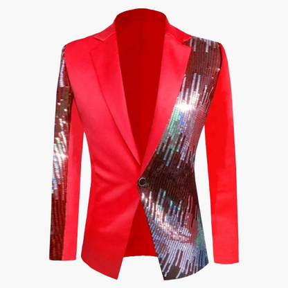 Herren Sakko Modern Glanz Partyjacke Einreiher Slim Fit Blazer für Events und Bühne