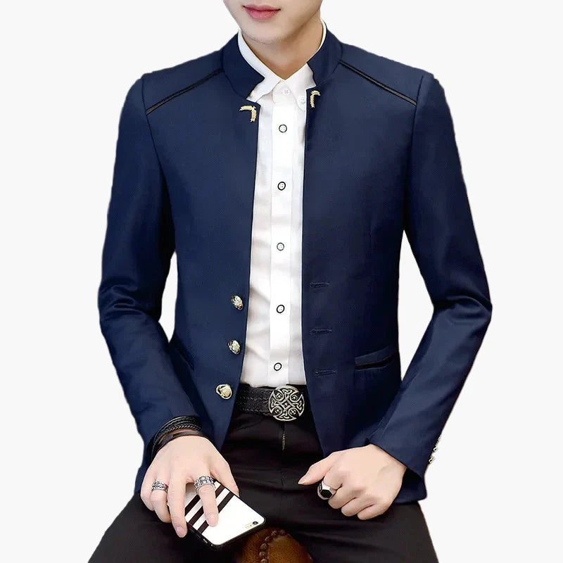 Herren Modernes Stehkragen Sakko – Eleganter Freizeit- und Party-Blazer im Slim Fit Stil