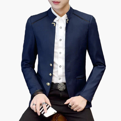 Herren Modernes Stehkragen Sakko – Eleganter Freizeit- und Party-Blazer im Slim Fit Stil