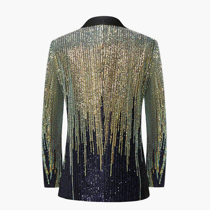 Herren Smoking Sakko – Glitzer Partyjacke mit Schalkragen, Elegante Bühnenmode