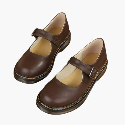 Damen Mary Jane Schuhe – Klassische Alltagsschuhe mit Riemen und flacher Sohle, Vintage-Stil
