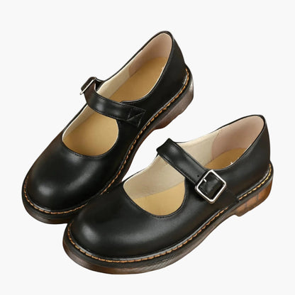 Damen Mary Jane Schuhe – Klassische Alltagsschuhe mit Riemen und flacher Sohle, Vintage-Stil
