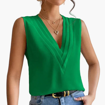 Damen Elegante Ärmellose Bluse mit Modernem V-Ausschnitt – Stilvoll für Büro und Freizeit