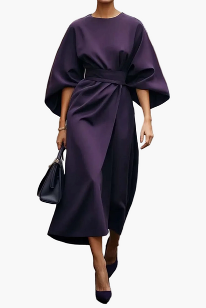 Damen Midi-Kleid mit eleganten Laternenärmeln – Stilvolles Business- & Event-Outfit