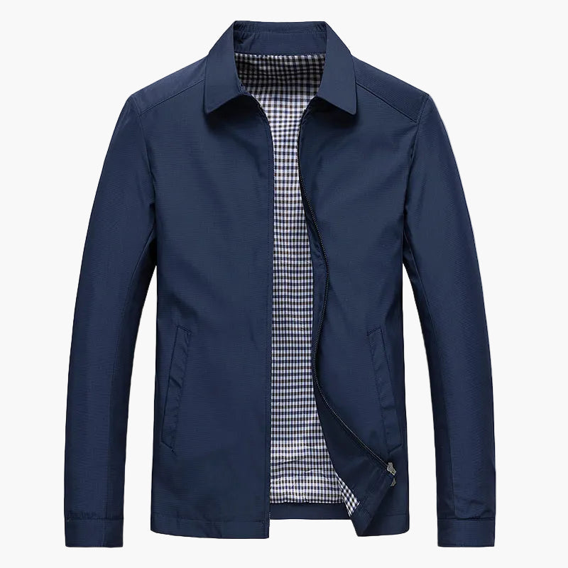 Herren Business Jacke Herbst – Eleganter Freizeitblouson mit Karofutter und Reißverschluss