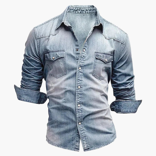 Herren Denim Freizeithemd Slim Fit mit Brusttaschen und Knopfleiste – Perfekt für Casual Looks