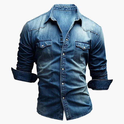 Herren Denim Freizeithemd Slim Fit mit Brusttaschen und Knopfleiste – Perfekt für Casual Looks
