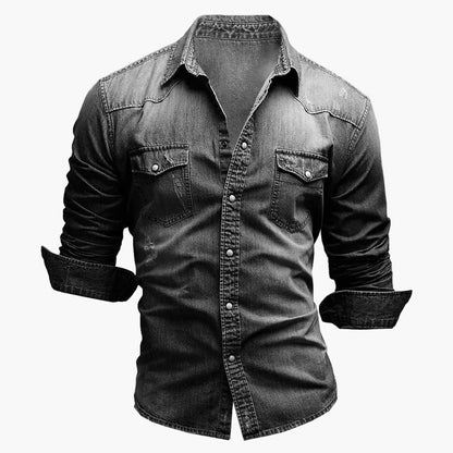 Herren Denim Freizeithemd Slim Fit mit Brusttaschen und Knopfleiste – Perfekt für Casual Looks