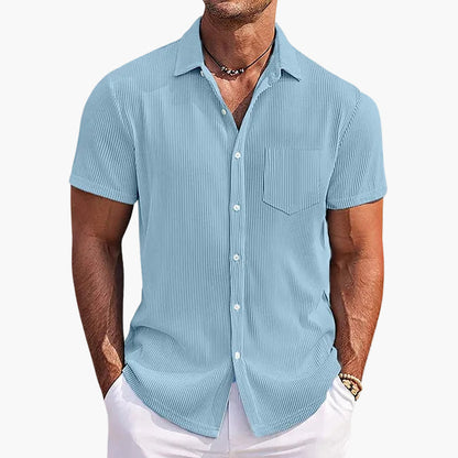 Herren Freizeithemd mit Stehkragen und Brusttasche für Sommer & Alltag