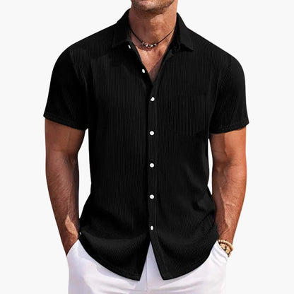 Herren Freizeithemd mit Stehkragen und Brusttasche für Sommer & Alltag