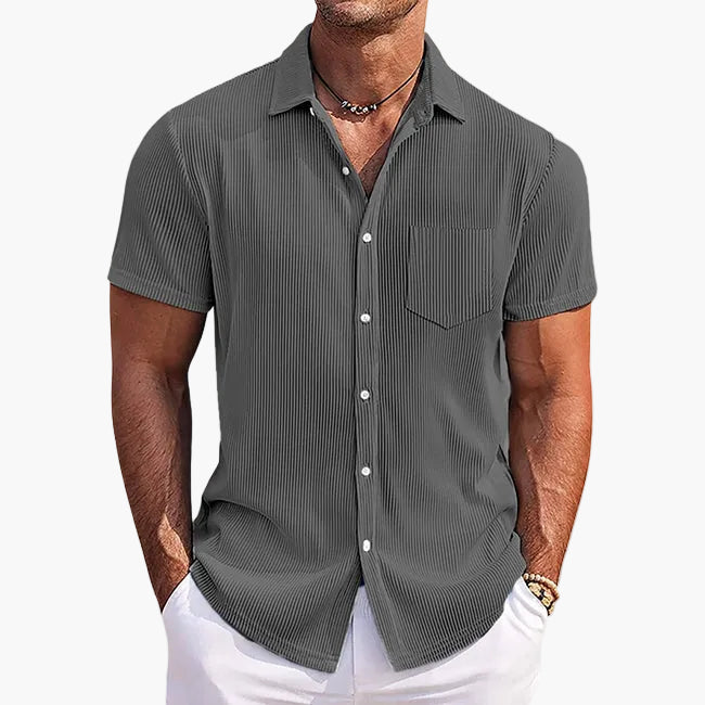 Herren Freizeithemd mit Stehkragen und Brusttasche für Sommer & Alltag